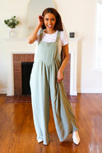 Load image into Gallery viewer, Move On Over Sage Wide Leg Suspender Overall Jumpsuit
