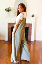 Load image into Gallery viewer, Move On Over Sage Wide Leg Suspender Overall Jumpsuit
