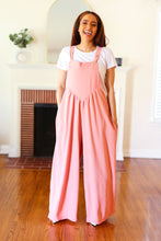 Load image into Gallery viewer, Move On Over Coral Wide Leg Suspender Overall Jumpsuit
