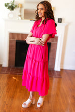 Load image into Gallery viewer, Hello Beautiful Fuchsia Fit &amp; Flare Smocked Waist Maxi Dress
