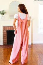 Load image into Gallery viewer, Move On Over Coral Wide Leg Suspender Overall Jumpsuit
