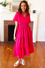 Load image into Gallery viewer, Hello Beautiful Fuchsia Fit &amp; Flare Smocked Waist Maxi Dress
