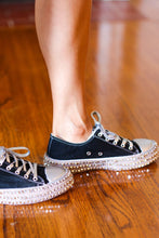Load image into Gallery viewer, Get Their Attention Black Studded Canvas Sneakers
