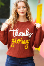 Load image into Gallery viewer, All I Want Thanksgiving Pop Up Embroidery Chunky Sweater
