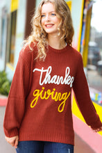 Load image into Gallery viewer, All I Want Thanksgiving Pop Up Embroidery Chunky Sweater
