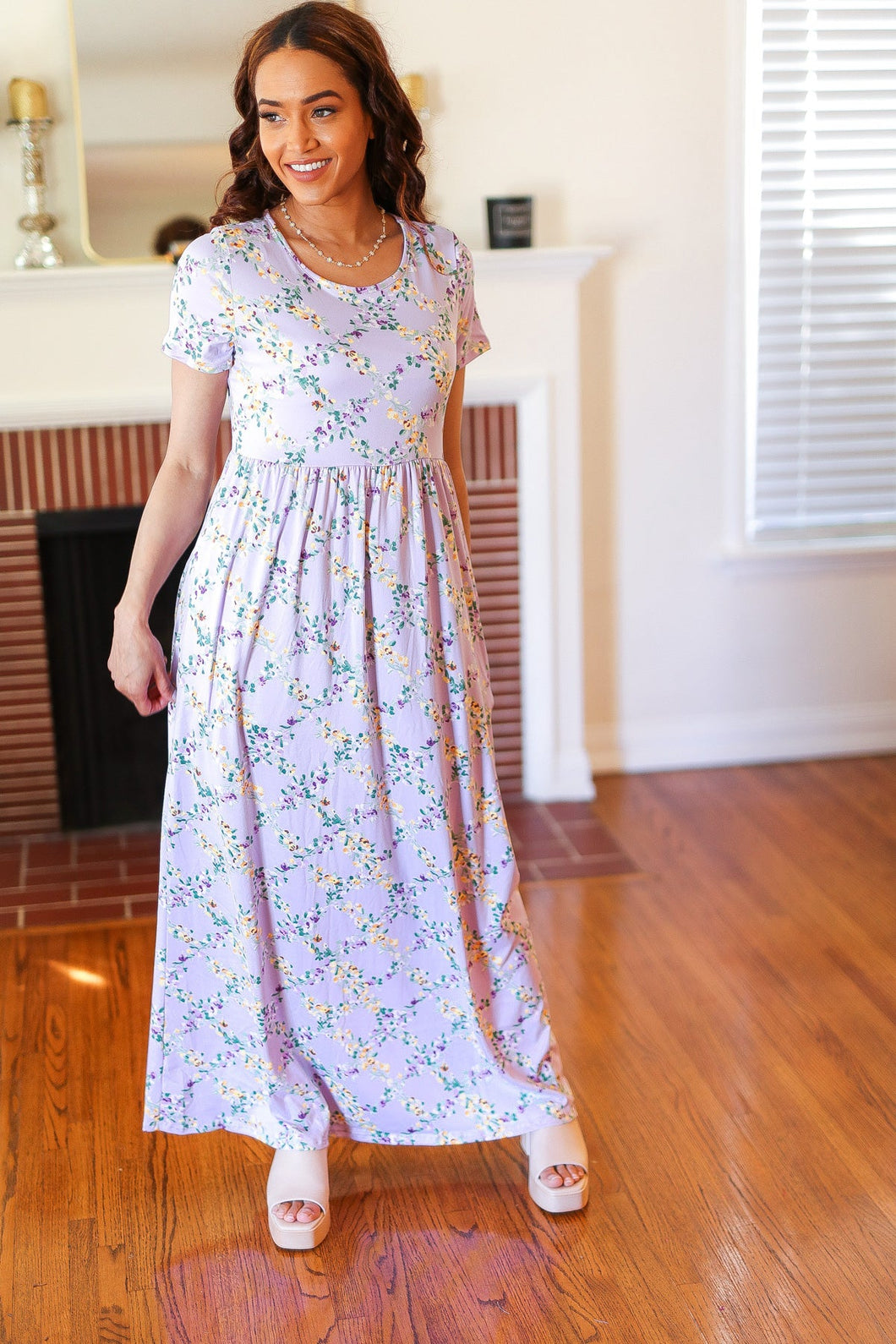 Lilic Floral Print Pocketed Fit & Flare Maxi Dress