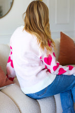 Load image into Gallery viewer, Be Mine Cream &amp; Fuchsia Heart Oversized Sweater
