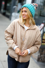 Load image into Gallery viewer, Teal Multicolor Cable Knit Pom-Pom Beanie
