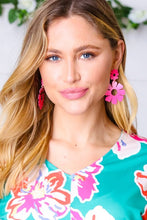 Load image into Gallery viewer, Hot Pink Ombre Metal Flower Dangle Earrings
