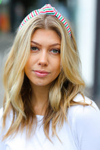 Load image into Gallery viewer, Green/Red Christmas Stripe Top Knot Headband
