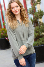 Load image into Gallery viewer, All In A Day Olive Half Zip French Terry Hoodie
