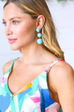 Load image into Gallery viewer, Azure Raffia Lantern Pom Dangle Earrings
