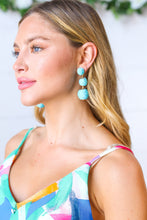 Load image into Gallery viewer, Azure Raffia Lantern Pom Dangle Earrings
