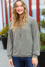 Load image into Gallery viewer, All In A Day Olive Half Zip French Terry Hoodie
