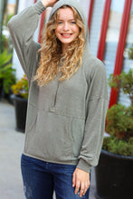 Load image into Gallery viewer, All In A Day Olive Half Zip French Terry Hoodie
