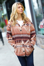 Load image into Gallery viewer, Beige &amp; Brown Brushed Aztec Oversize Pocket Shacket
