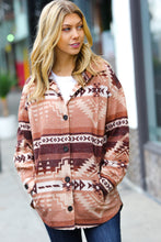 Load image into Gallery viewer, Beige &amp; Brown Brushed Aztec Oversize Pocket Shacket
