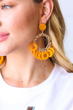 Load image into Gallery viewer, Sunbeam Gold Disc Hoop Dangle Earrings
