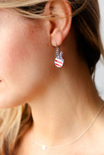 Load image into Gallery viewer, Patriotic Metal Peace Sign Dangle Earrings
