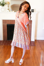 Load image into Gallery viewer, Apricot Boho Flower Colorblock V Neck Dress
