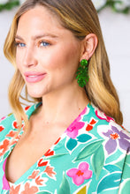 Load image into Gallery viewer, Emerald  Acrylic Monstera Leaf Earrings
