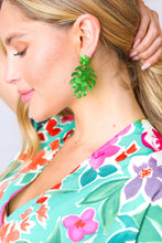 Load image into Gallery viewer, Emerald  Acrylic Monstera Leaf Earrings
