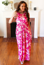 Load image into Gallery viewer, Fuchsia &amp; Pink Big Floral Fit and Flare Sleeveless Maxi Dress
