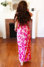 Load image into Gallery viewer, Fuchsia &amp; Pink Big Floral Fit and Flare Sleeveless Maxi Dress
