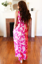 Load image into Gallery viewer, Fuchsia &amp; Pink Big Floral Fit and Flare Sleeveless Maxi Dress
