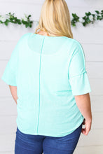 Load image into Gallery viewer, Turquoise Two Tone Knit Button Down Outseam Top
