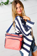 Load image into Gallery viewer, Coral &amp; Navy Insulated Cooler Box
