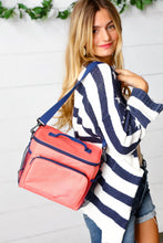Load image into Gallery viewer, Coral &amp; Navy Insulated Cooler Box
