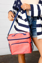 Load image into Gallery viewer, Coral &amp; Navy Insulated Cooler Box

