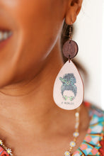 Load image into Gallery viewer, Green Cheetah &quot;#MOMLIFE&quot; Wooden Dangle Earrings
