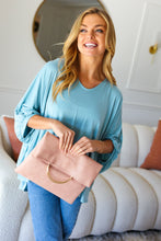 Load image into Gallery viewer, Ballerina Pink Fold Over Gold O-Ring Faux Leather Clutch
