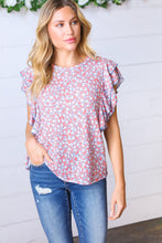 Load image into Gallery viewer, Coral &amp; Denim Floral Tiered Flutter Sleeve Woven Top
