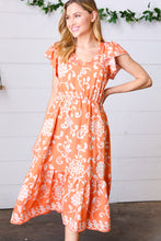 Load image into Gallery viewer, Sunset Boho Ethnic Floral V Neck Flutter Sleeve Dress
