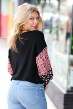 Load image into Gallery viewer, Black &amp; Mauve Floral Drop Shoulder Top
