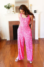 Load image into Gallery viewer, Fuchsia Boho Batik Print Button Sleeveless Jumpsuit
