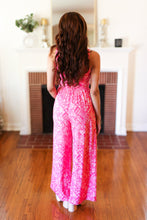 Load image into Gallery viewer, Fuchsia Boho Batik Print Button Sleeveless Jumpsuit
