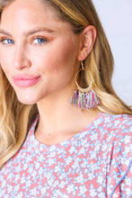 Load image into Gallery viewer, Mauve Multicolor Gold Fringe Tassel Earrings
