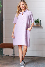 Load image into Gallery viewer, Dusty Lavender Cotton Placard Yoke Midi Dress
