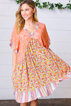 Load image into Gallery viewer, Apricot Boho Flower Colorblock V Neck Dress
