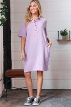 Load image into Gallery viewer, Dusty Lavender Cotton Placard Yoke Midi Dress
