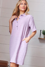 Load image into Gallery viewer, Dusty Lavender Cotton Placard Yoke Midi Dress
