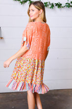 Load image into Gallery viewer, Apricot Boho Flower Colorblock V Neck Dress
