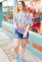 Load image into Gallery viewer, Feeling Bold Fuchsia Floral &amp; Animal Print Ruffle Sleeve Top
