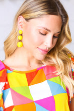 Load image into Gallery viewer, Canary Raffia Lantern Pom Dangle Earrings

