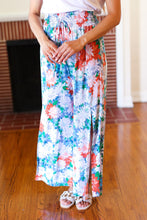 Load image into Gallery viewer, Vacay Vibes Green Floral Smocked Waist Side Slit Palazzo Pants
