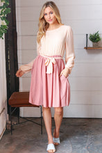 Load image into Gallery viewer, Mauve &amp; Peach Twofer Pleated Skirt Dress
